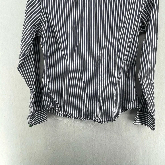 C. Wonder Button-Up Shirt Women's Sz M Blue Striped Collared Fitted Embroidered - Picture 9 of 12